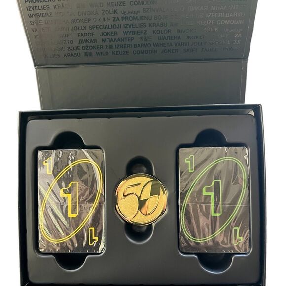 UNO 50th Anniversary Edition Card Game Featuring Commemorative Coin & Ca… - Picture 9 of 11